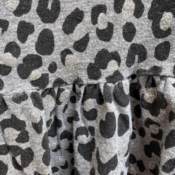 Ruffle Girl 3T Girls Black and Gray Leopard Print Short Sleeve Shirt Blouse - Picture 3 of 6